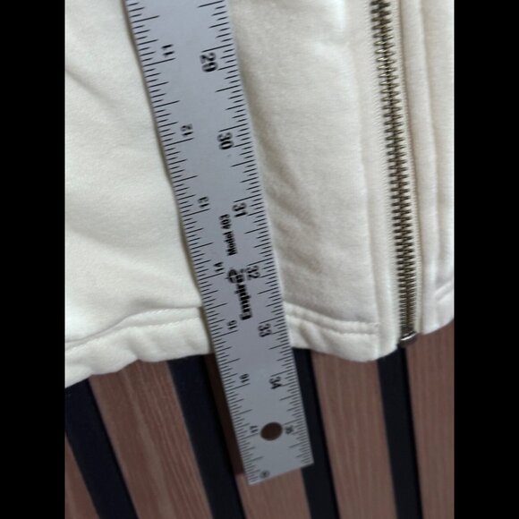 prAna Jacket Small Womens Ivory Fleece Zip Up Moto Biker Pockets Coat - Picture 4 of 7
